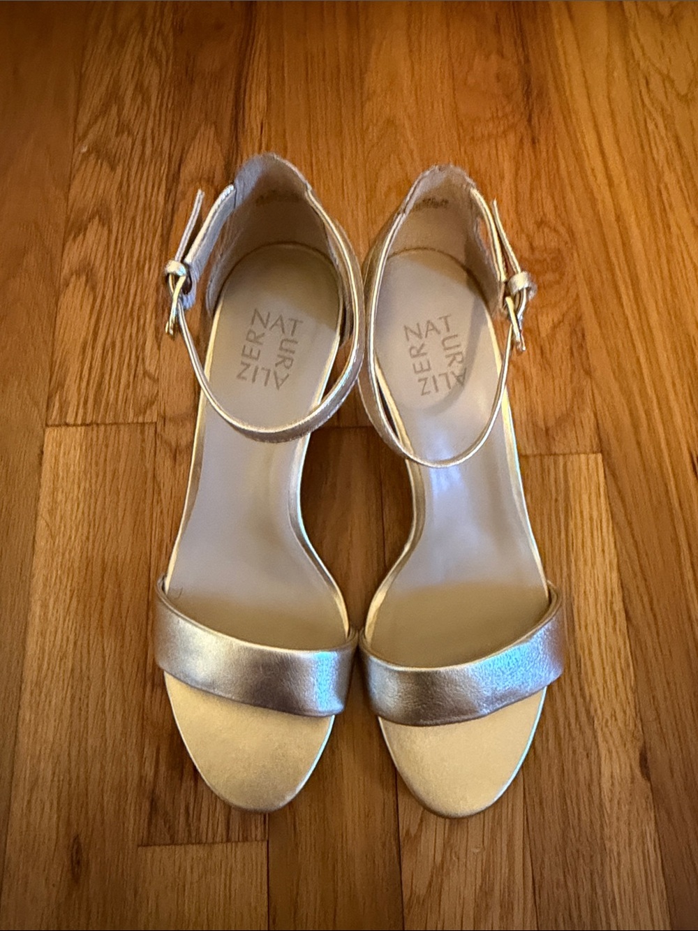 Naturalizer Metallic Gold Open-Toe Ankle-Strap Heels